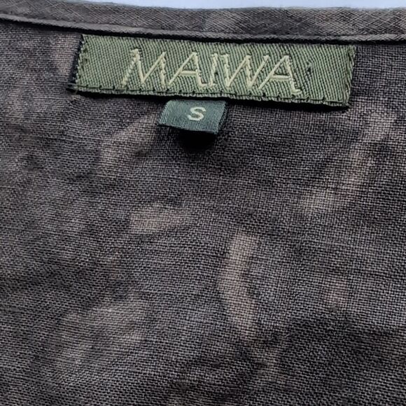Maiwa Studio 100 Linen  Floral wrap Cropped Top S - Picture 8 of 16